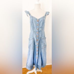Pilcro and the Letterpress for Anthropologie Chambray Sundress Size 8